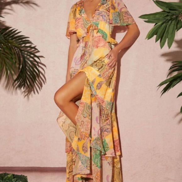 Paisley Print Chiffon Dress - Picture 3 of 11